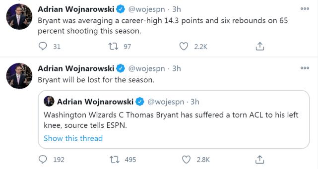 首发中锋赛季报销！威少比尔再遭重创，排名垫底或坐实，季后赛没戏了？