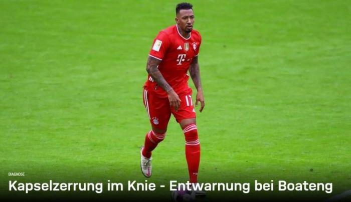 出结果! 拜仁官方: 博阿滕膝盖扭伤