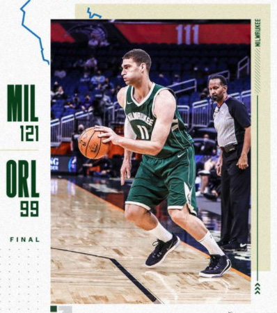 雄鹿121-99大胜魔术 字母哥22+6 武切维奇28+13