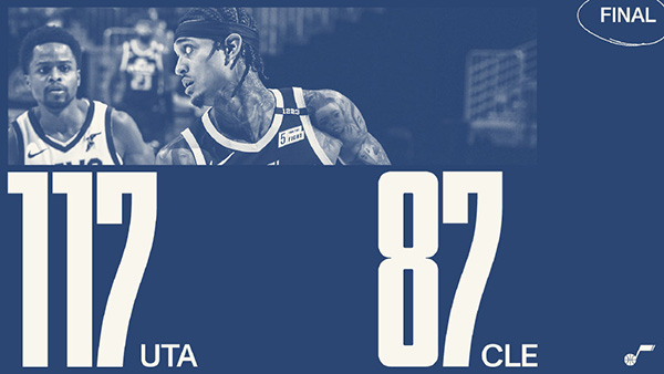 爵士117-87大胜骑士 米切尔27+4 克拉克森21+8