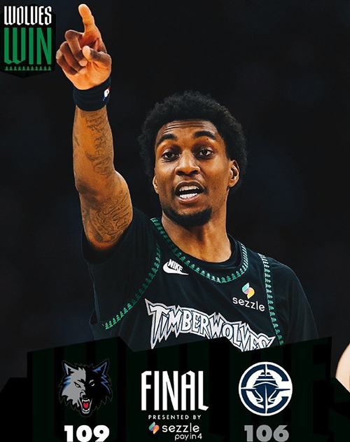 森林狼109-106逆转快船，哈登34+5+6，伦纳德20分