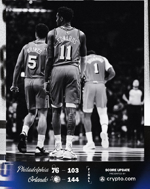 魔术9人得分上双144-103轻取76人，马克西20分，布莱克31分