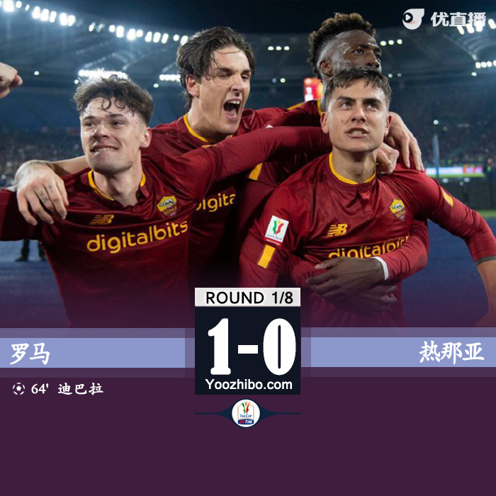 罗马1-0热那亚 迪巴拉替补制胜小曼奇尼助攻
