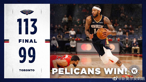 <a href=/lanqiugaoqing/pelicans/ target=_blank class=infotextkey>鹈鹕</a>113-99大胜<a href=/lanqiugaoqing/raptors/ target=_blank class=infotextkey>猛龙</a>