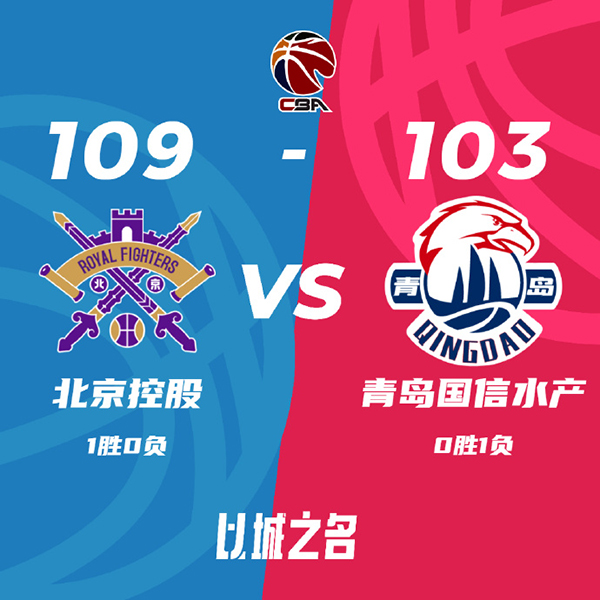 北控109-103击退青岛 里勒40+5 陈国豪20+10+5帽 杨瀚森13+10&6犯