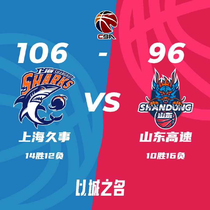 上海106-96战胜山东 王哲林17+10 高诗岩14+6+10