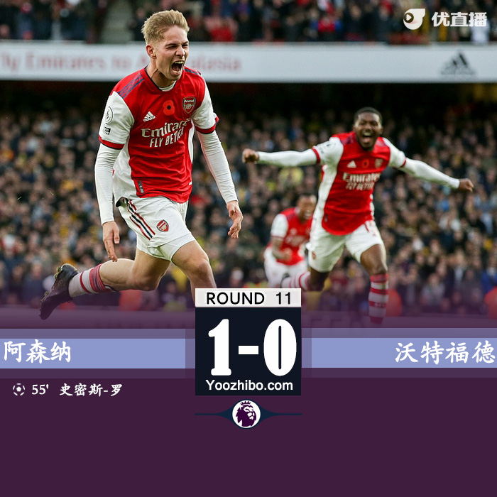 阿森纳1-0沃特福德 史密斯-罗连场建功奥巴梅扬失点