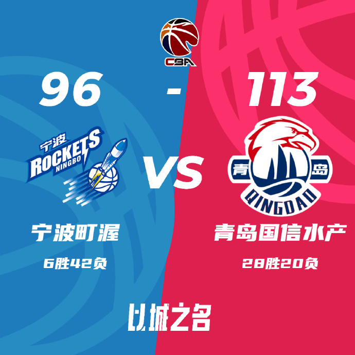 青岛113-97战胜宁波 段昂君18+9 杨瀚森9+7 阿尔斯兰23+14