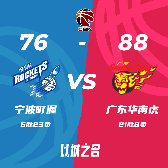 广东88-76轻取宁波 马尚26+5 胡明轩18+8 罗凯文18+6